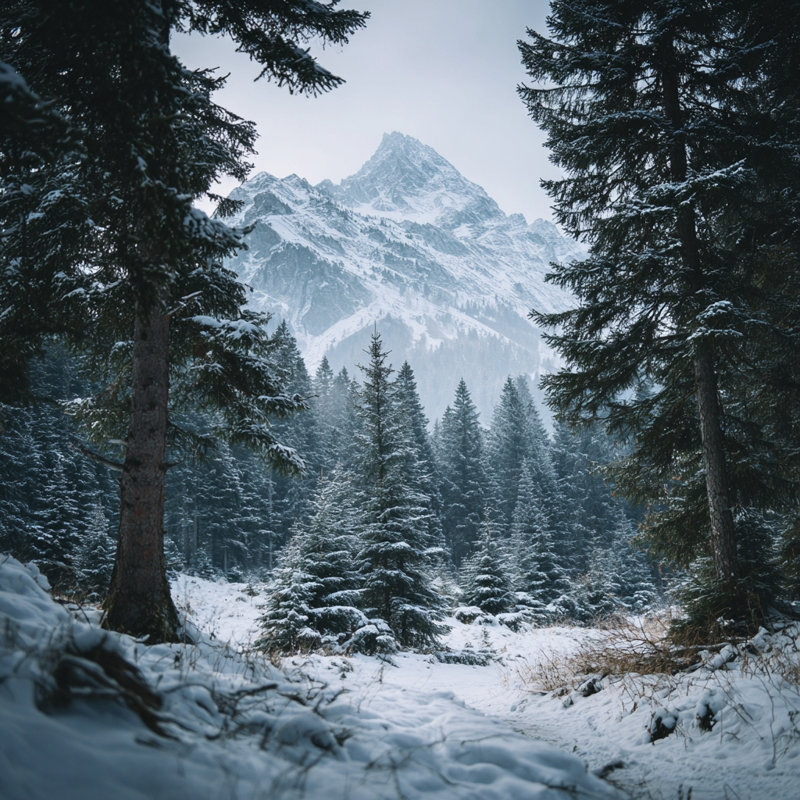 Art mural sur toile Silent Alpine Passage Winter Forest, 20 po x 20 po