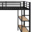 Structure de lit mezzanine en métal avec garde-robe, tablettes de rangement et panneau perforé-1950611635