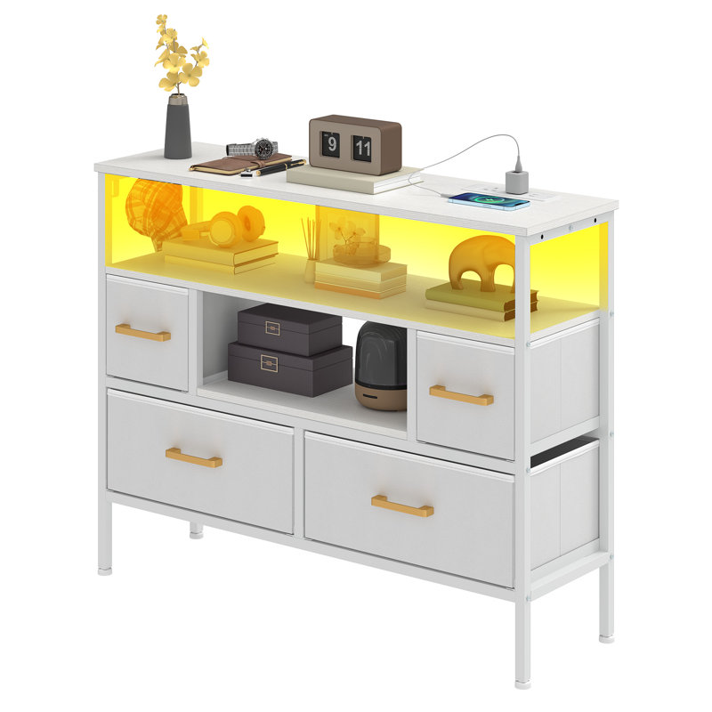 100cm W 4 - Drawer Chest of Drawers, White/Beige