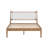 Pine Wood Platform Bed with Woven Headboard, Leather Platform Bed with High Clearance, Weight Capacity 800 lbs, No Box Spring Needed,  White Natural, Queen