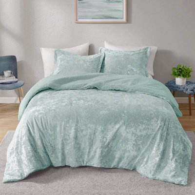 Ensemble d'édredon réversible en velours 3 pièces double / grand turquoise