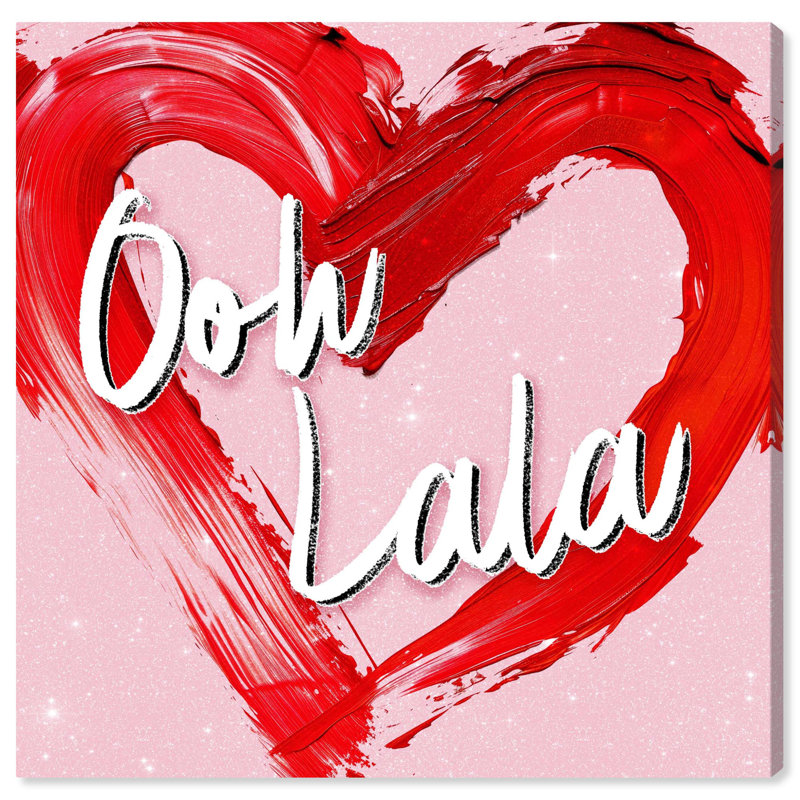 Ooh Lala Red Heart Abstract Canvas Art, 16" x 16"
