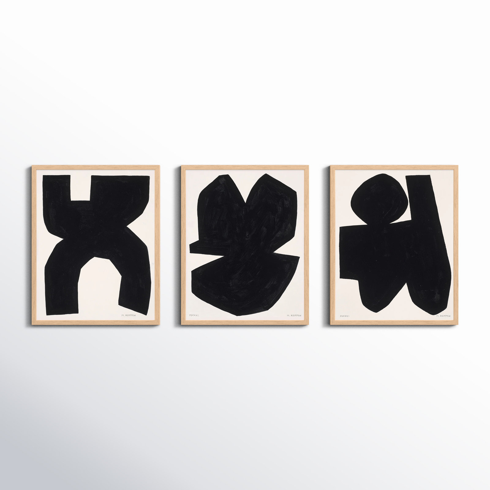 Module On White. Set Of 3 by Michael Kempen, Brown, 25" H x 20" W x 1.25" D