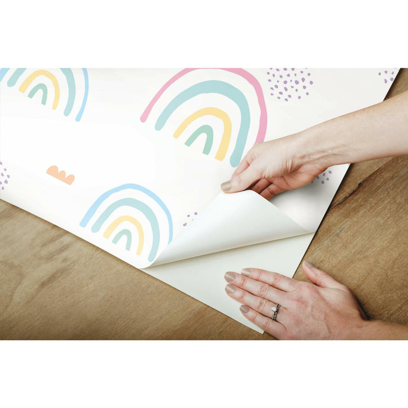 Papier peint adhésif adhésif RAINBOW's, Rose / blanc