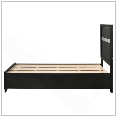 Black Twin Storage Panel Bed