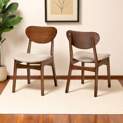 Johnson Sand Fabric and Brown Finished Dining Chair Set, 31.27'' H X 17.92'' W X 22.18'' D