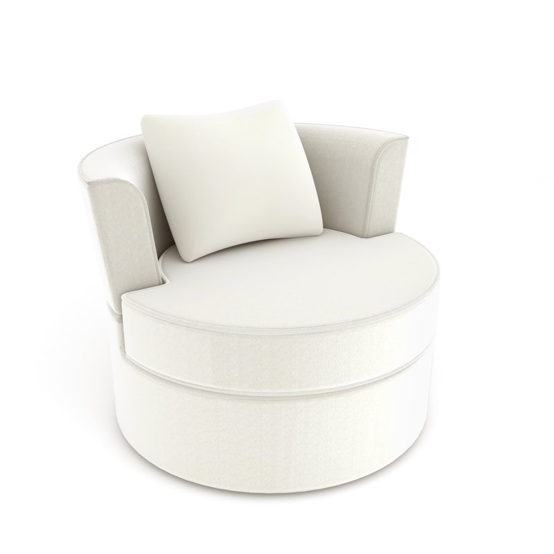 Samuela Velvet Swivel Barrel Chair, Beige Velvet