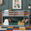  Lit superposé bas simple au-dessus de simple de 77 po de largeur - Base de lit en bois d'hévéa massif pour enfants - Barrières de sécurité et échelle intégrée - Aucun sommier requis-776233280