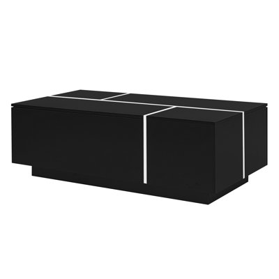 47.2''-72.7'' Extendable Coffee Table For Living Room, Multi-functional With High-gloss Finish, 2 Hidden Storage And Drawers, Build Finish