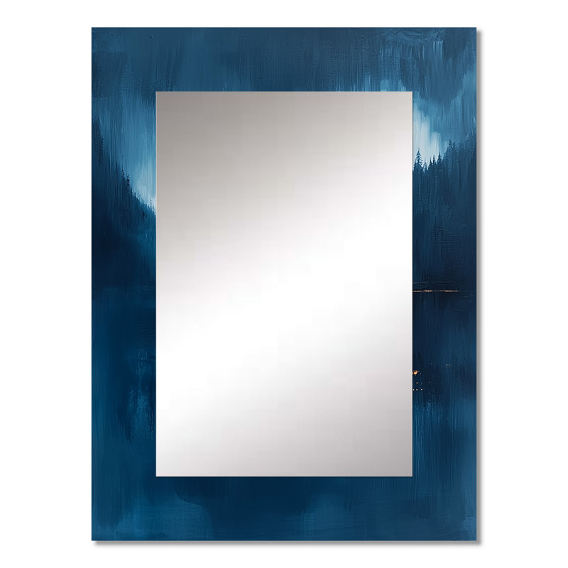 «Blue Ethereal Dream Abstract Mountains I» - miroir de paysages, miroir mural décoratif bleu, impression d'art en métal