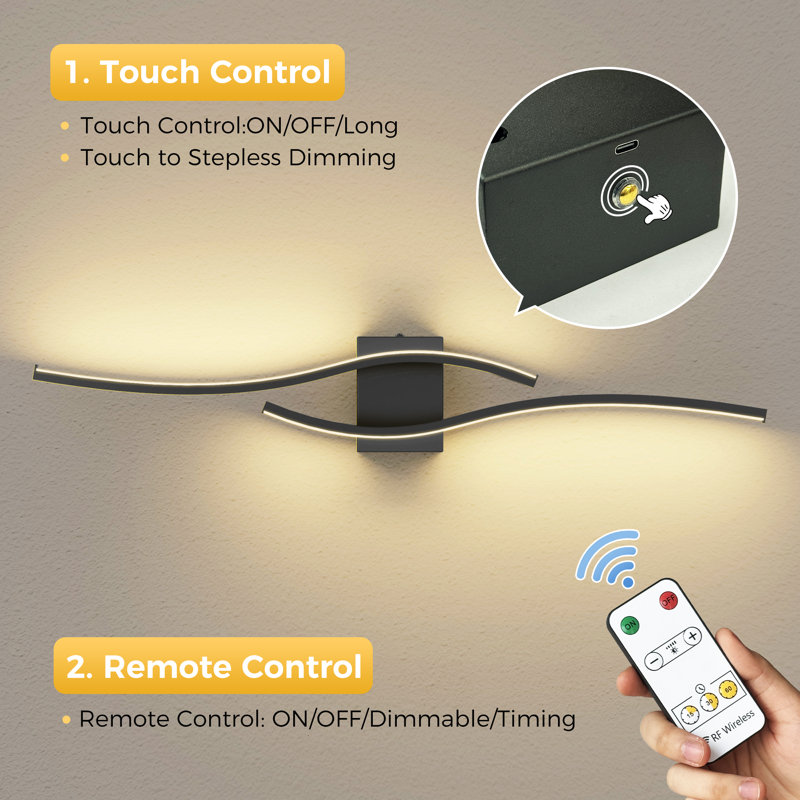 Acton 31.5Inch Battery Operated Bath Bar LED Wall Light Dimming & Timming
