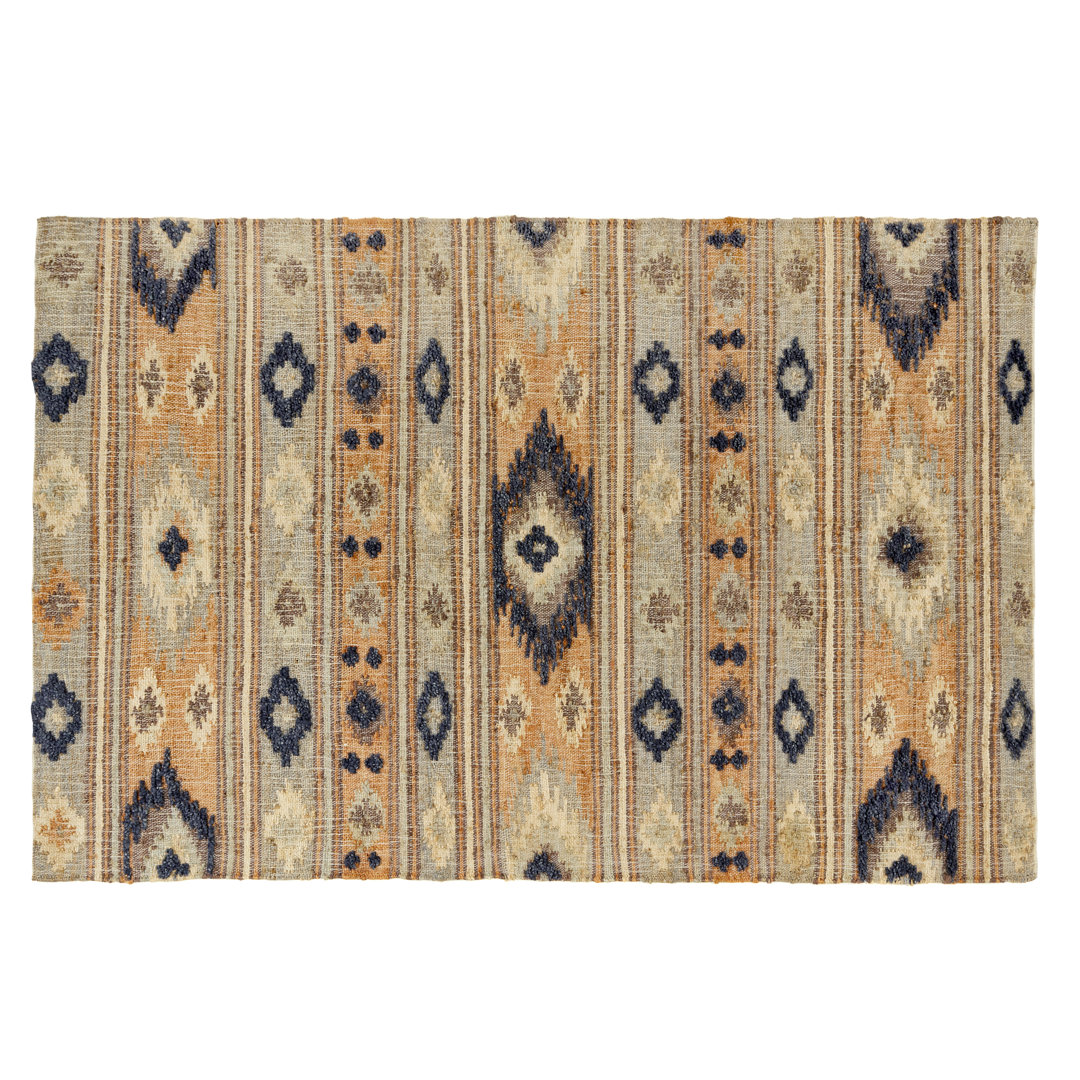 Hand Braided Jute/Polyester Orange Rug