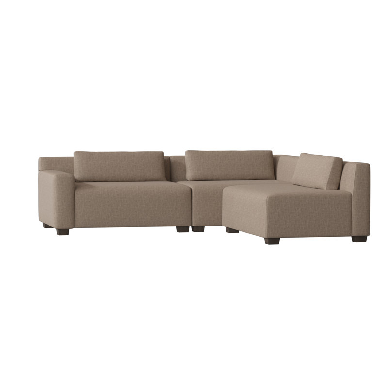 Alisa Upholstered L-Shaped Sectional Right Hand Facing, Sachi Otter, Brown Mahogany