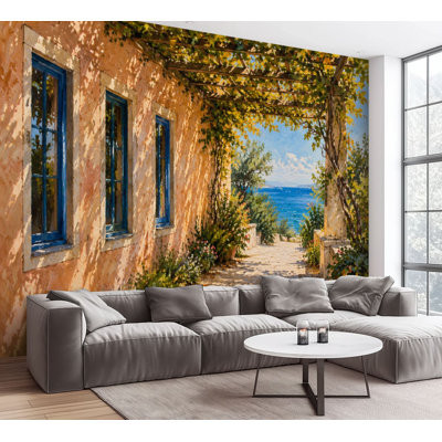 Papier peint auto-adhésif Coastal Mediterranean Courtyard