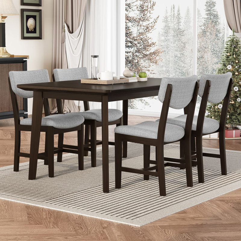 3 Piece Dining Table Set for 2, Modern Kitchen Table and Chairs, Dining Room Set, Espresso