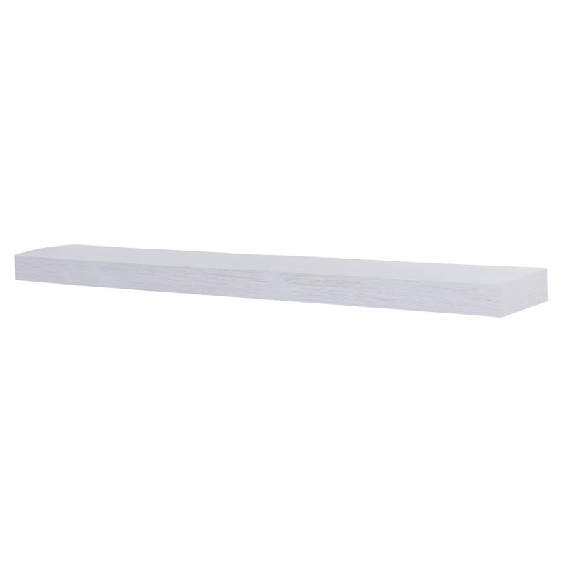 Modern Ember Vara Wood Mantel Shelf - 3 Inch Height - Variations in Grain and Natural Distressing, White Paint, 48"