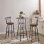 Ensemble de 3 tables de bar et chaises de bar à hauteur de comptoir avec dossier en métal