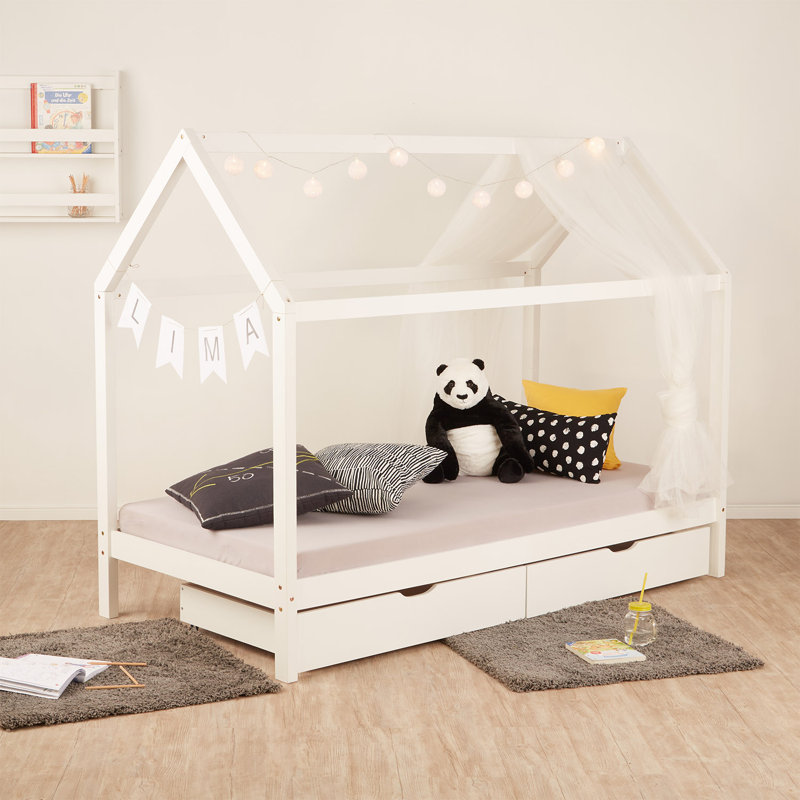 Raleigh 2 Drawer Solid Wood House Beds, White