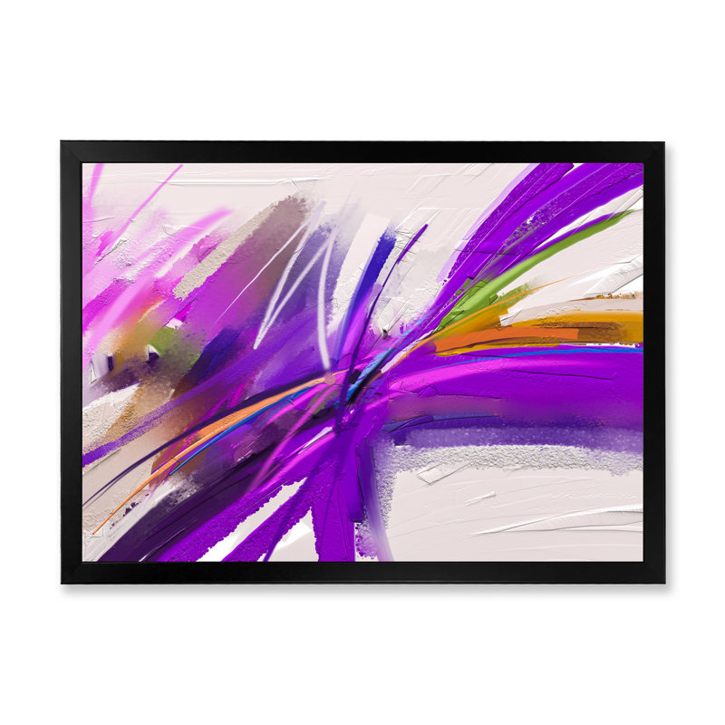«Brushstroke Purple Spring Element», reproduction sur toile flottante, Cadre noir, H 8 po x l 12 po x P 1 po