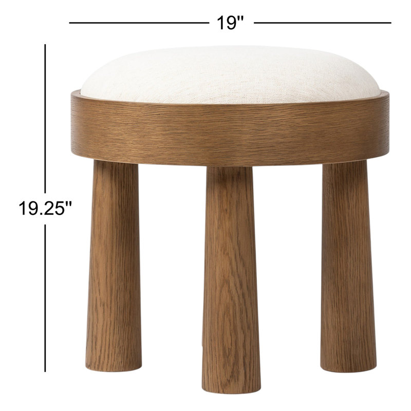 Louise Upholstered Accent Stool, Crypton Wayfarer Sienna, Warm Oak