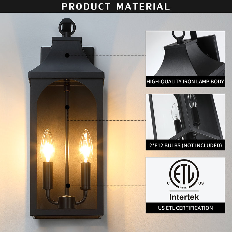  Yosiel 17" Outdoor Wall Lantern, 17" H x 6.34" W x 6.94" D