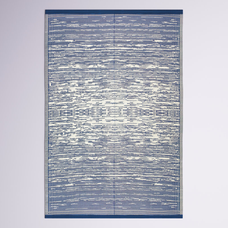 Tapis d'extérieur abstrait réversible bleu Aldo, Rectangle 5 pi 10 po x 8 pi 10 po