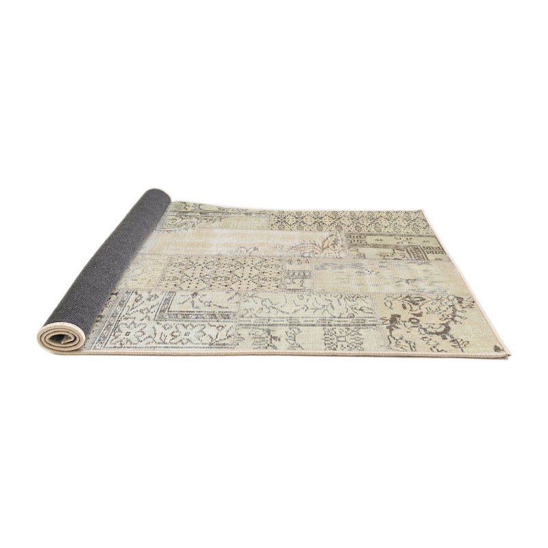 Tapis contemporain ivoire / gris clair, Rond 5 pi