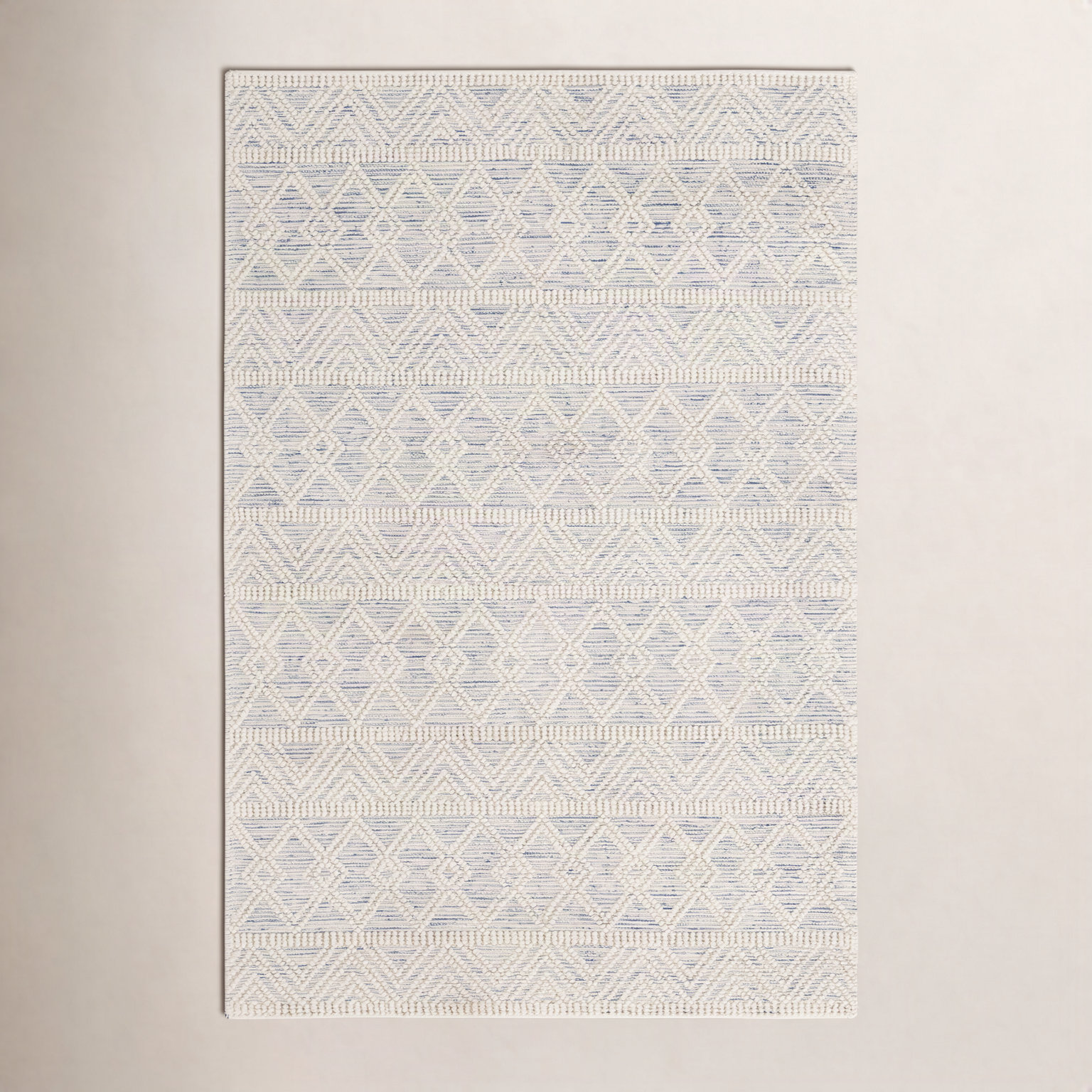 Tribeca Blue Cream Flatweave Geometric Wool Rug, Rectangle 9' x 12'