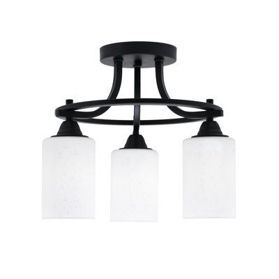 Paramount 3 Light Semi-Flush Shown In Matte Black Finish With 4" White Muslin Glass