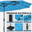 Parasol de marché rectangulaire avec base et 36 lumières à DEL Harworth 15 x 9 pi, bleu ciel-668612871