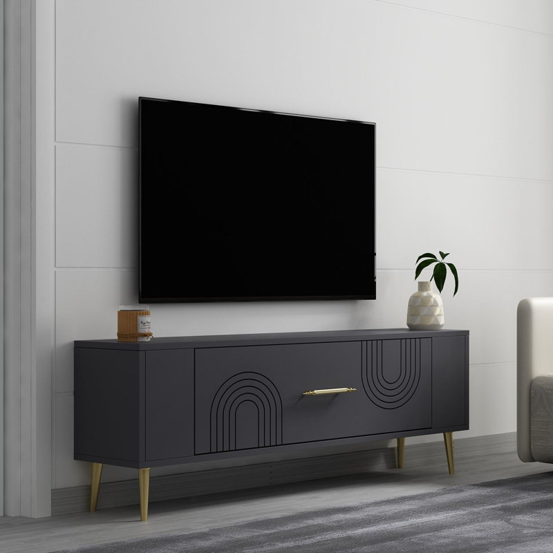 Olivia Unfinished TV Stand, 120cm, Grey/Gold