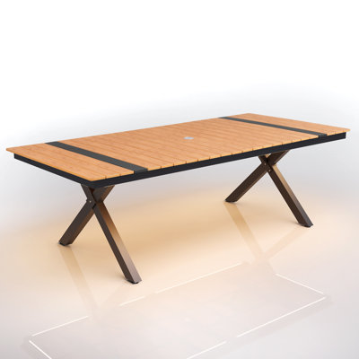 Table de salle à manger en aluminium pour 8 à 10 personnes avec éclairage d'ambiance, l 90,5 po x P 40,5 po