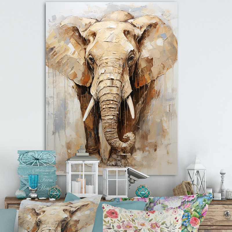 «Tusked Elephant Portrait I», reproduction sur toile, Toile tendue, H 44 po x l 34 po x P 1,5 po