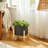 Modern Ribbed Ceramic Outdoor Planter on Stand for Home Decor - Modern Indoor Flower Pot with Natural Wood Stand for Living Room or Patio Styling-84077892