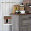Buffet, armoire de rangement grise avec portes doubles, tiroir et amp; Tablette réglable | Panneau de particules | Revêtement en mélamine-1153387714