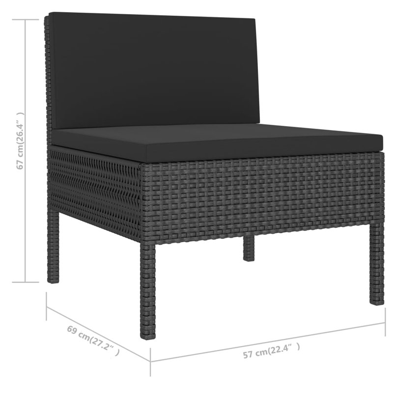 Méridienne 6 pièces avec coussins Millersville, Blanc, Noir