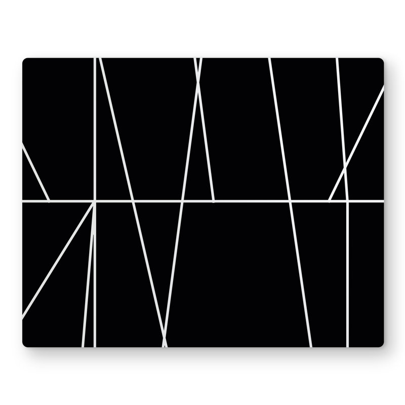 White Stripes on Black Background - Modern Black Metal Print