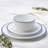 Fitz and Floyd Everyday White Bistro Blue Band 12-Piece Dinnerware Set, Service For 4