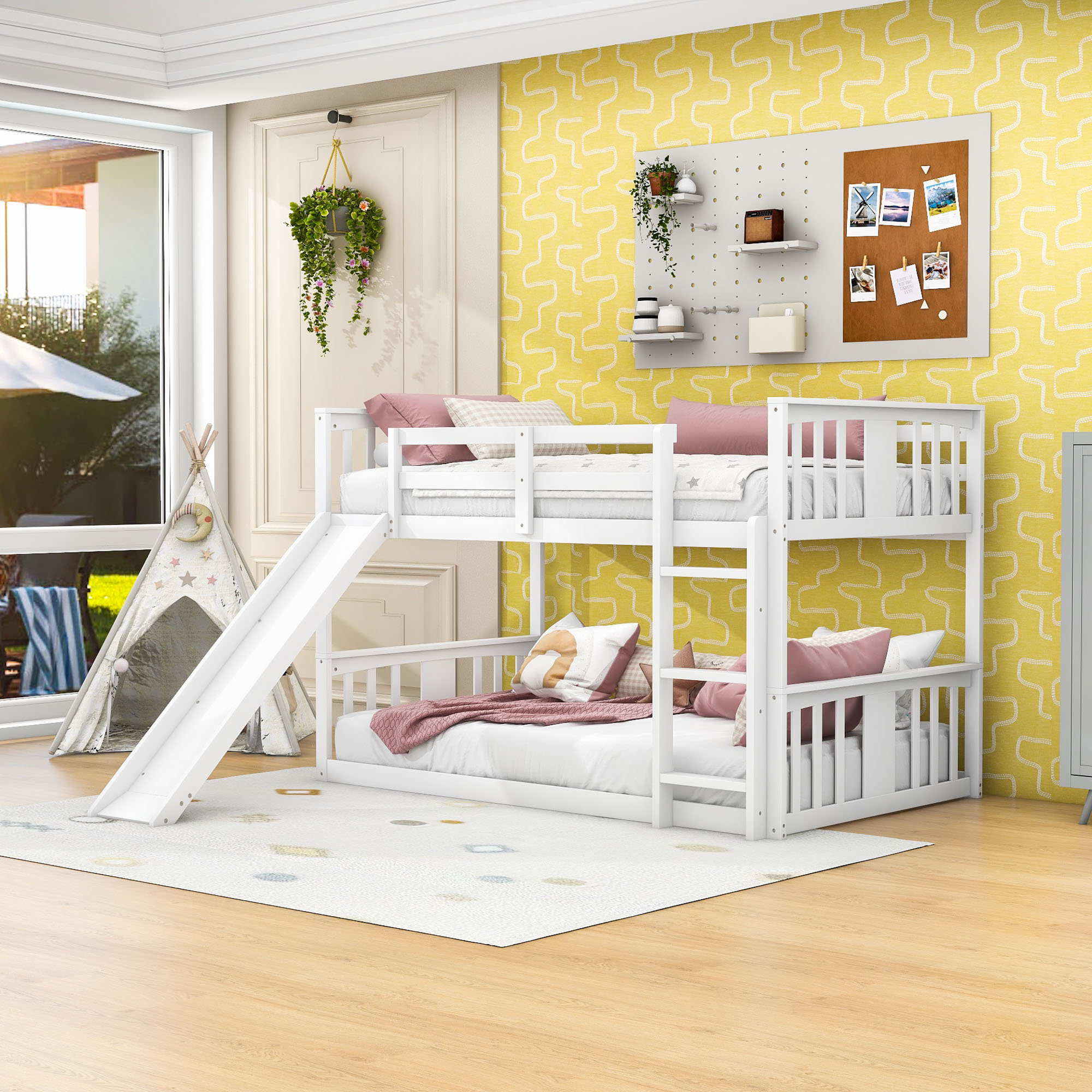 Harriet Bee Twin Over Twin Bunk Bed With Slide And Ladder - Wayfair Canada