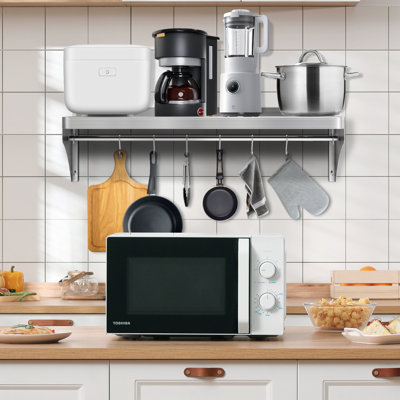 Support à casseroles en acier inoxydable 36 po x 12 po avec 6 crochets, support de 250 lb pour tablette de cuisine