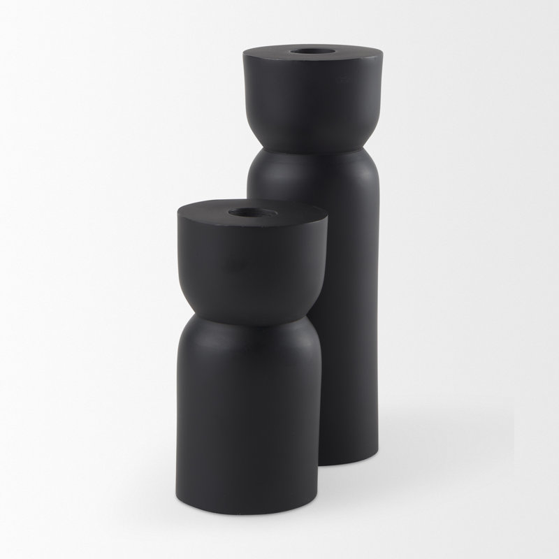 Metal Tabletop Candlestick, 5'' H x 2.5'' W x 2.5'' D, Black