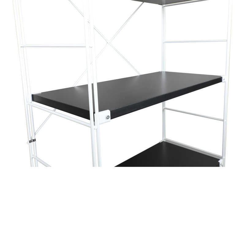 Brentwood 4-Tier Etagere Bookcase Wide Display Shelf with Steel Frame, Black
