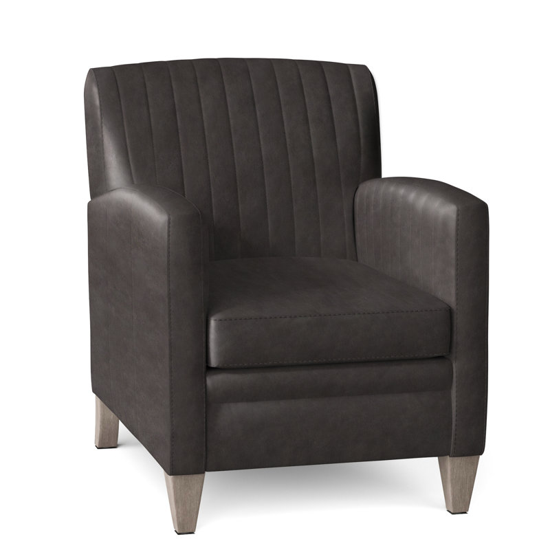 Barnabus Leather Club Chair, Anilina Cacao Genuine Leather, Stone