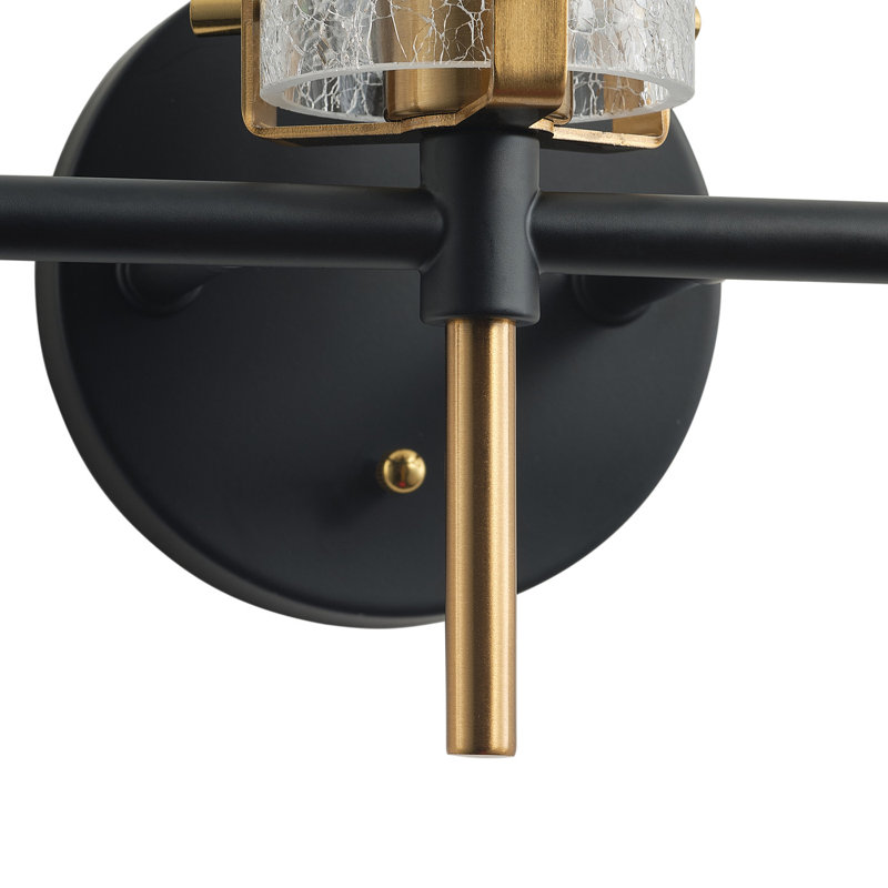 Lampe murale en fer forgé à 3 lumières à intensité variable en verre noir mat
