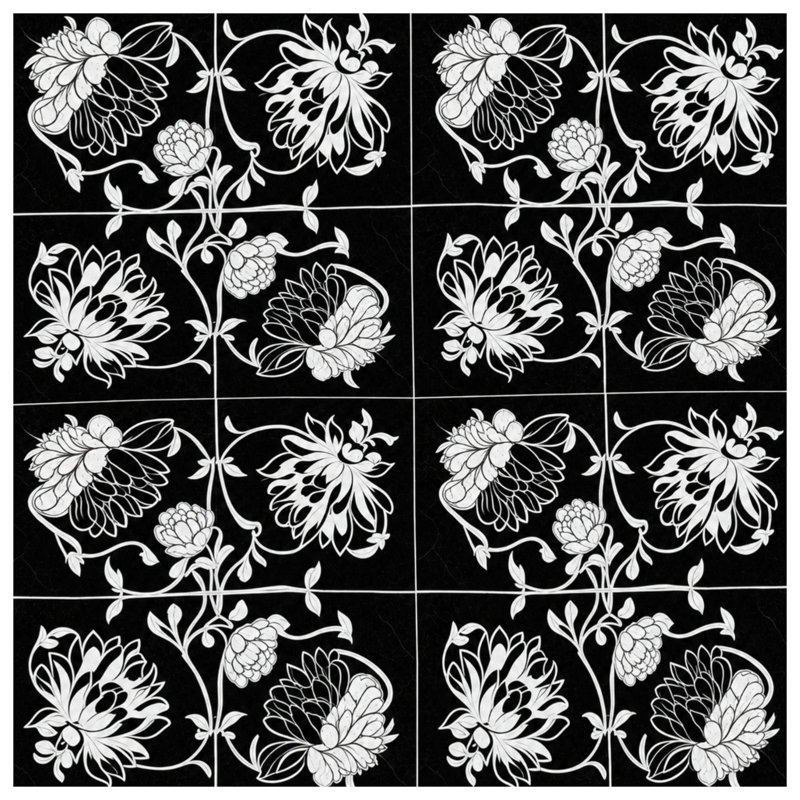 Tapis de bain blanc à motif floral, L 24 po x L 17 po