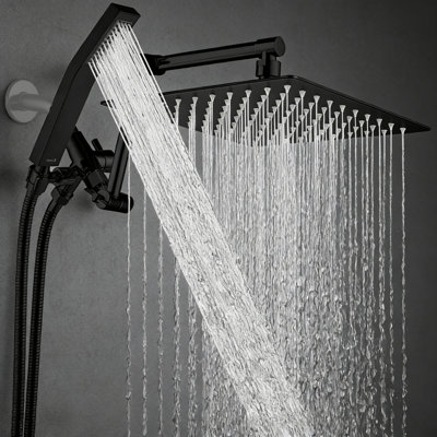10 Inches Rainfall Shower Head With Handheld Spray Combo,  Adjustable Extension Arm, 71 Inches Stainless Steel Hose