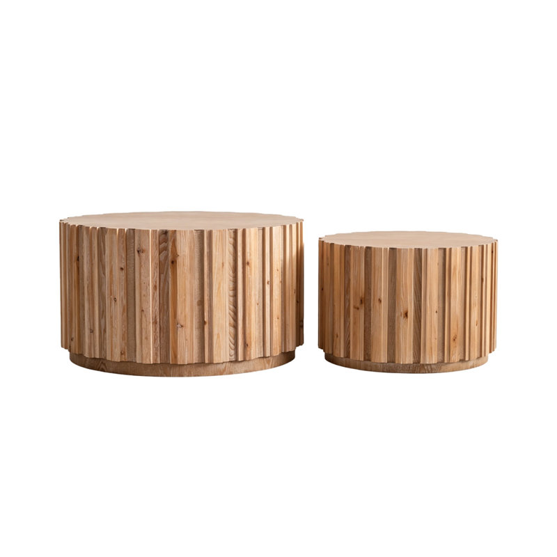 Round Nesting Coffee Table, Natural Wood