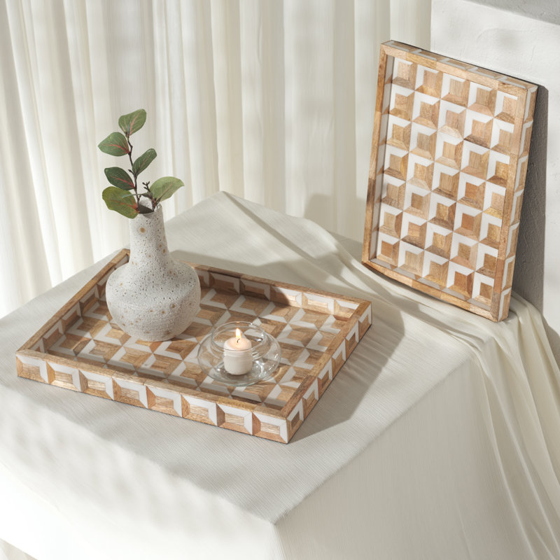 Hendrix Resin/Mango Wood/Mdf Tray Set