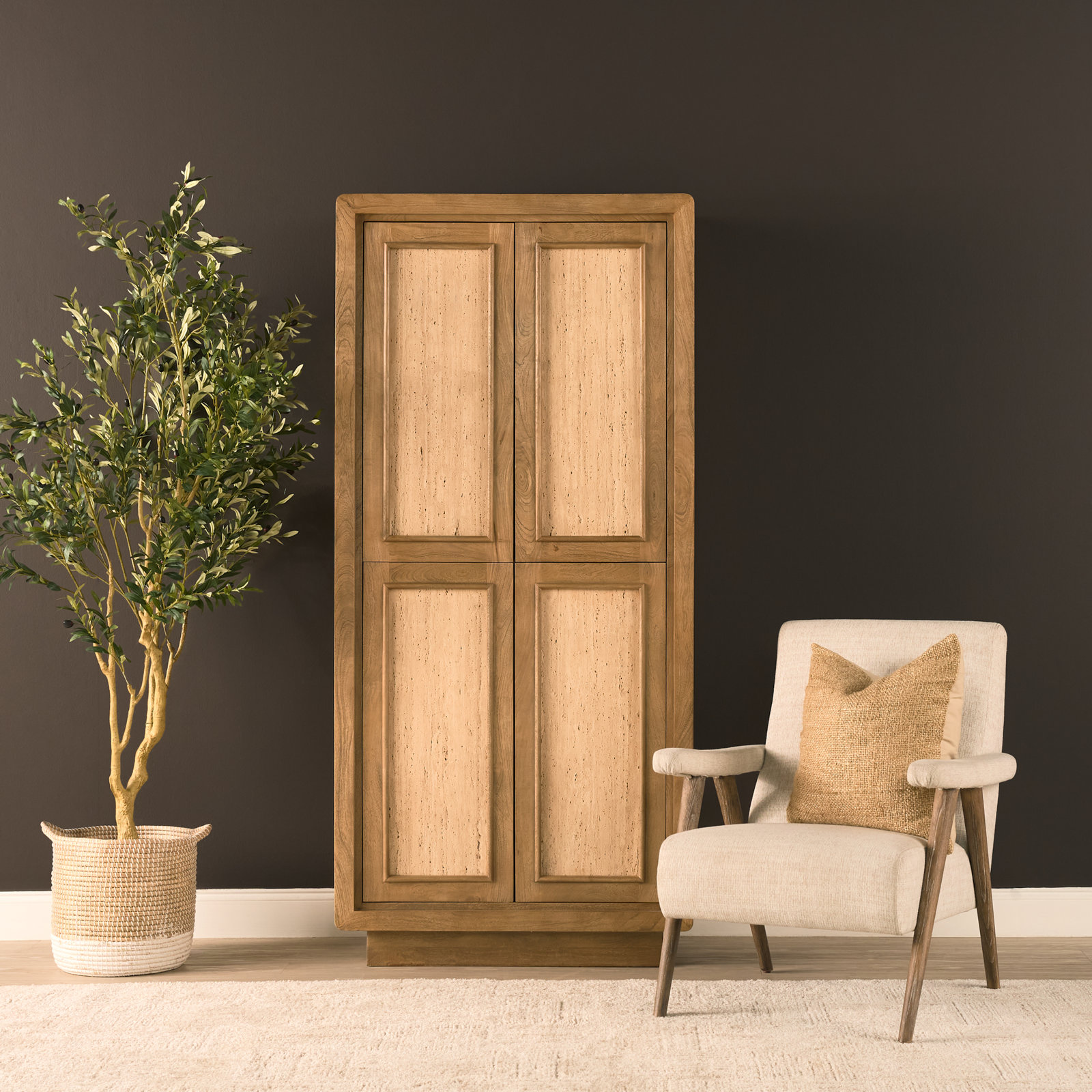 Kavita Travertine Mango Accent Cabinet