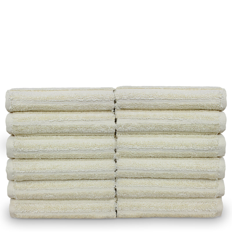 ECO Basic Cotton Super Plush Ribbed Washcloth, Beige